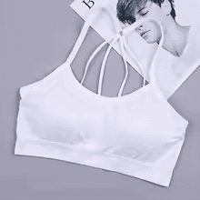 White strappy high support sports bra